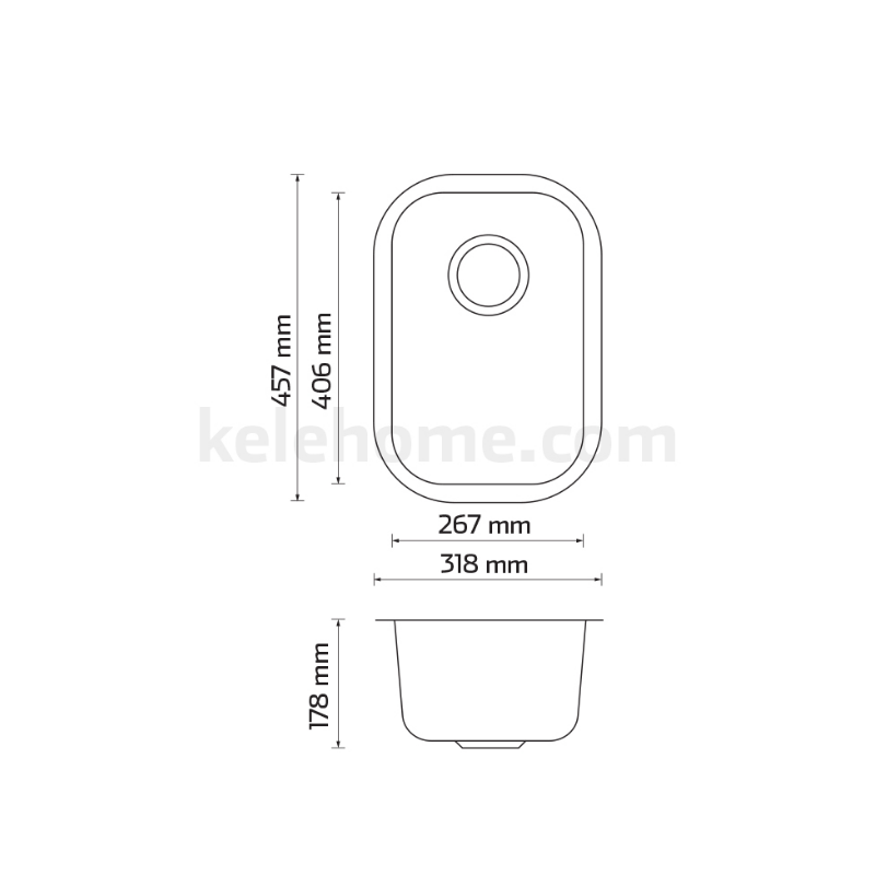 KUS1318-7 - tarja - acero inoxidable - submontar - kele - tina - stainless steel - sink - tio sam puerto vallarta -2