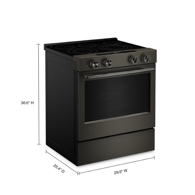Estufa Eléctrica 30″ 5 Quemadores Horno 5.3 p³ Acero Inoxidable Negro KSES530SBE KitchenAid 5