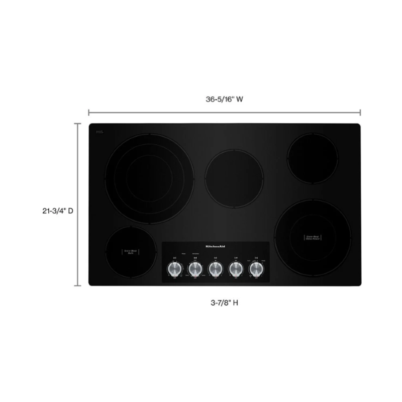 Parrilla Eléctrica Vitrocerámica 36" 5 Quemadores, Negro - KitchenAid - KCES556HB- Electric cooktop - El Tio Sam Puerto Vallarta - Imagen 5