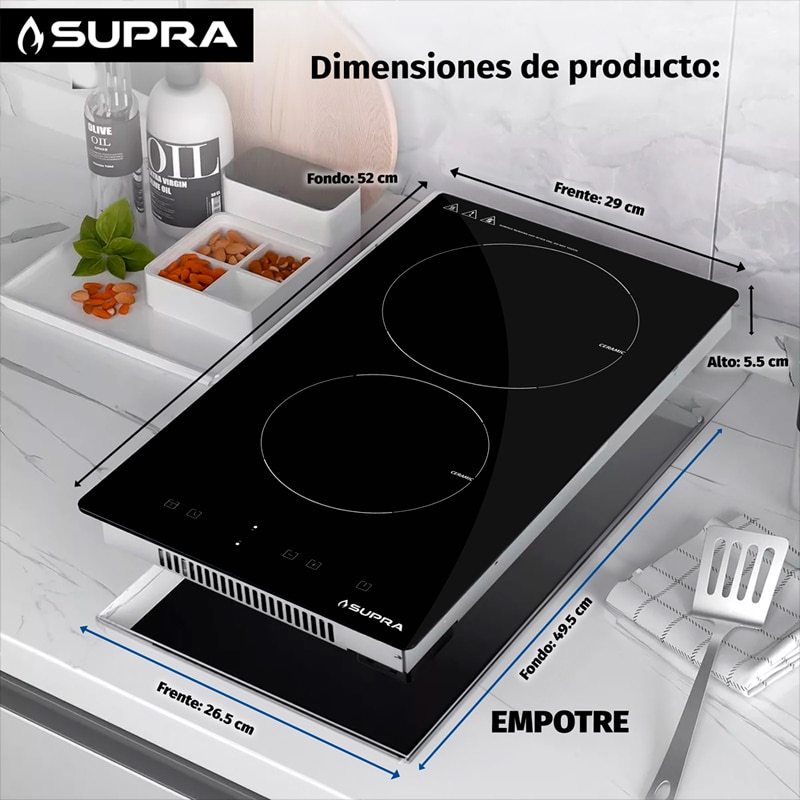 Parrilla Eléctrica Vitrocerámica 2 Quemadores 220V – Supra – VITRO2 – El Tío Sam Puerto Vallarta - Imagen 4