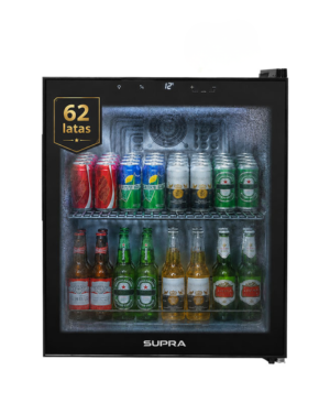 Enfriador de Bebidas 62 Latas Negro con Puerta de Cristal Templado – Supra – El Tío Sam Puerto Vallarta