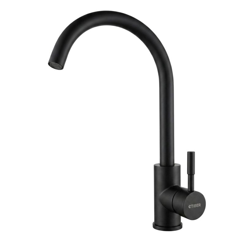 Mezcladora Tiber Acero Negro Cuello De Ganso Modelo TB-1206FTN - Kitchen faucet - El Tio Sam Puerto Vallarta