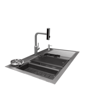 Workstation de Cocina de Acero Inoxidable con Tarja de Doble Tina y Accesorios – KELE – KWS0211AS – El Tío Sam Puerto Vallarta
