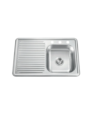 Tarja de Acero Inoxidable con Escurridor Izquierdo 80 × 50 cm – KELE – UT8050-I30 – El Tío Sam Puerto Vallarta