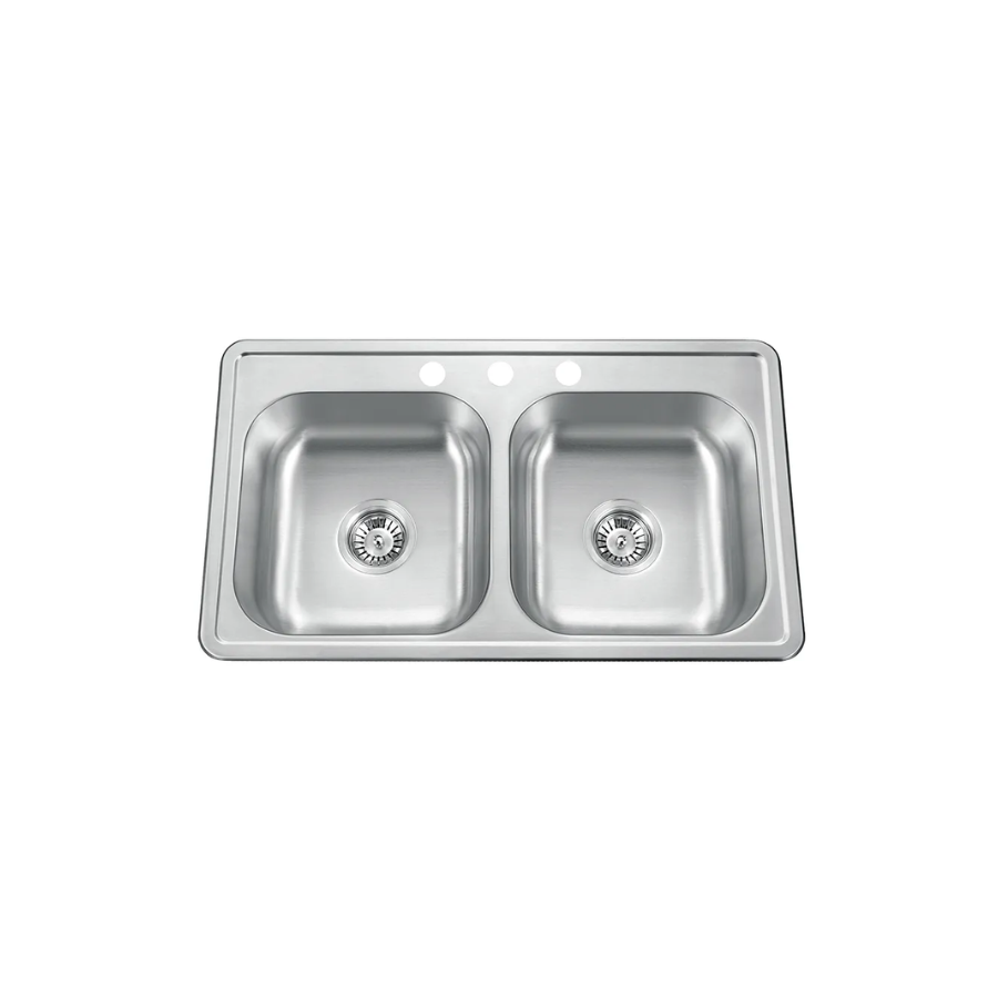 Tarja Doble de Acero Inoxidable con 3 Barrenos 83.8 × 48.26 cm – KELE – DT8448-30 – El Tío Sam Puerto Vallarta