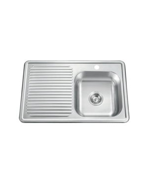 Tarja de Acero Inoxidable con Escurridor Izquierdo 80 × 50 cm – KELE – UT8050-I10 – El Tío Sam Puerto Vallarta