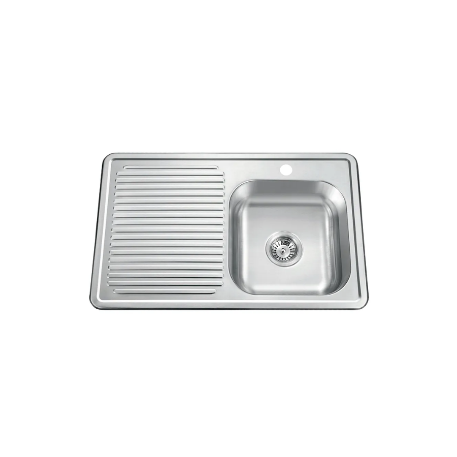 Tarja de Acero Inoxidable con Escurridor Izquierdo 80 × 50 cm – KELE – UT8050-I10 – El Tío Sam Puerto Vallarta