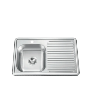 Tarja de Acero Inoxidable con Escurridor Derecho 80 × 50 cm – KELE – UT8050-D10 – El Tío Sam Puerto Vallarta